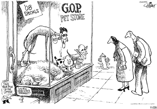 political cartoon: GOP pet store