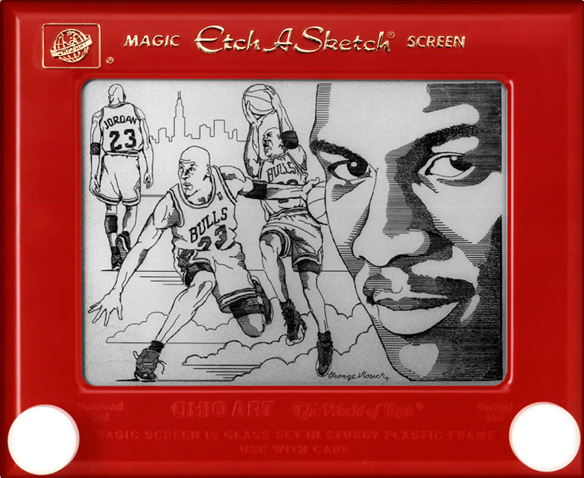 George Vlosich's Etch-A-Sketch drawing of Michael Jordan