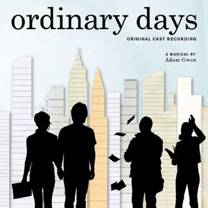 In the poster for Ordinary Days, four people are silhouetted against stylized New York skyscrapers