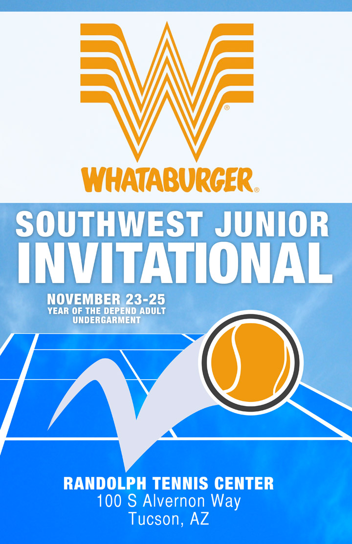 Whataburger Invitational: Tennis Poster, with tennis ball bouncing towards viewer