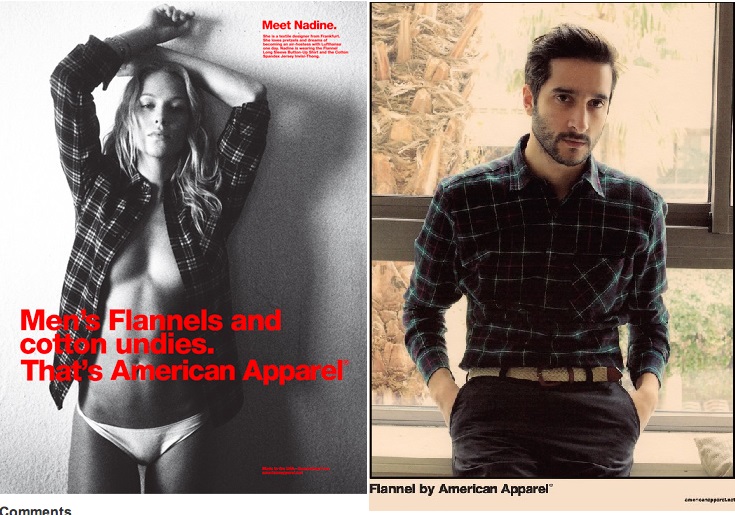 American Apparel flannel shirts women's vs. men's