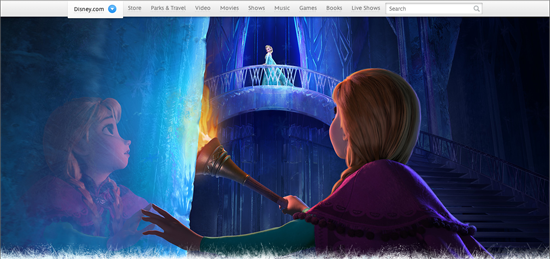 In an ice-bound scene from the film Frozen, Anna gazes up at her sister Elsa