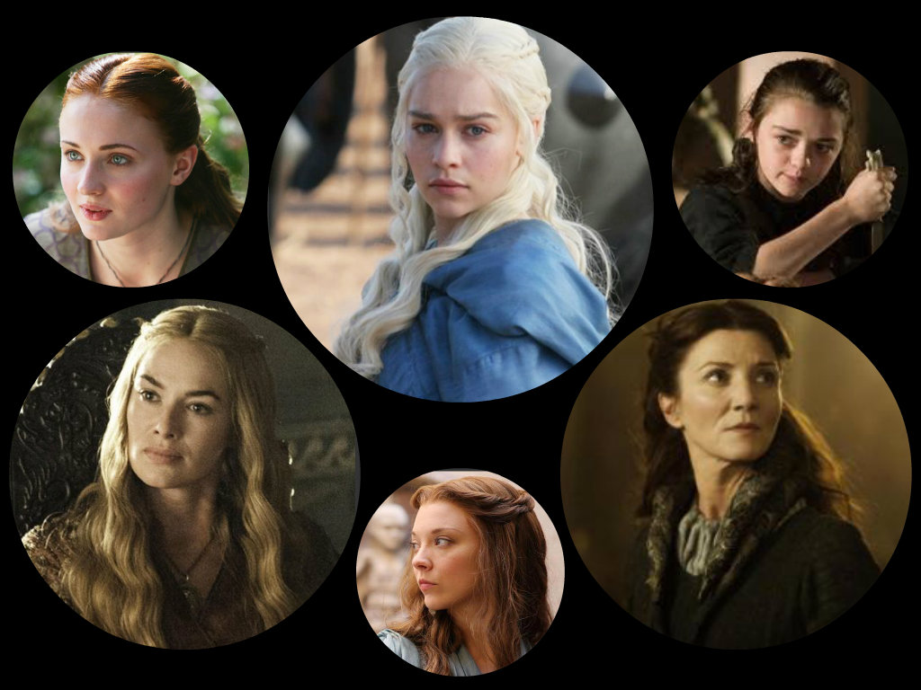 Headshots of female characters from A Game of Thrones