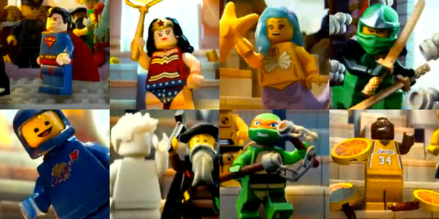 several master builders including Wonder Woman, Space Guy, Green Ninja, and Mermaid Lady