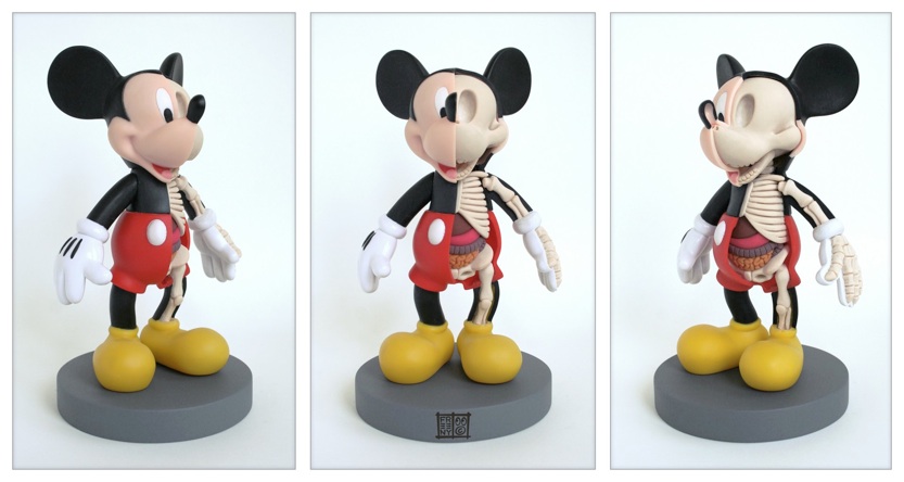 Anatomical bi-section of Mickey Mouse figure