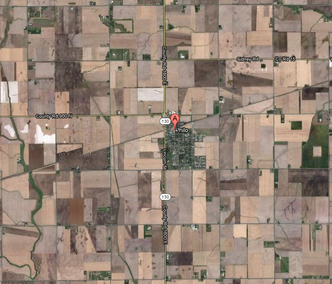 Map of Philo, IL: lots of lines crossing