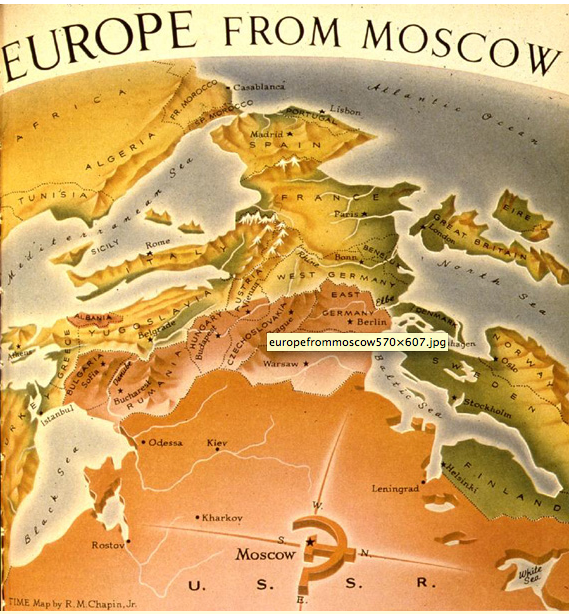 Map, Distance from Moscow to Europe