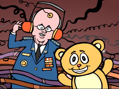 screen shot from Snuggly the Security Bear cartoon