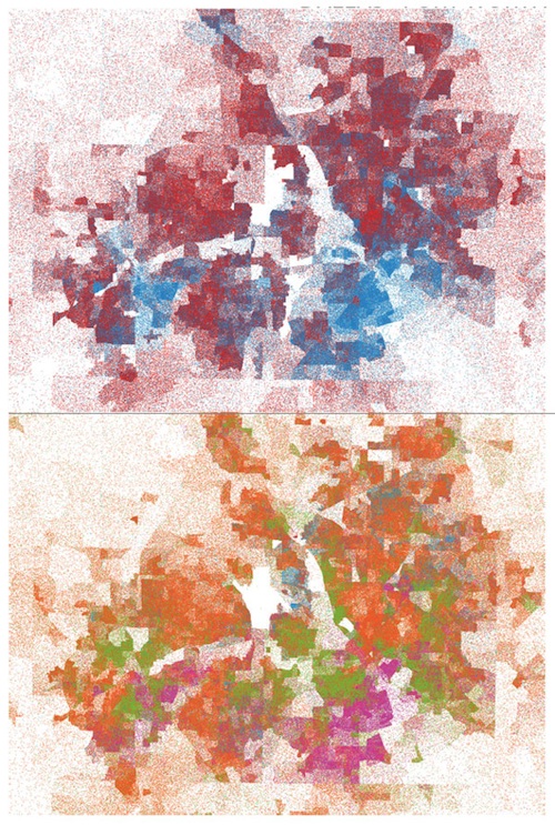 Pointillist Map of Dallas-Fort Worth Data for 2012 Presidential Election