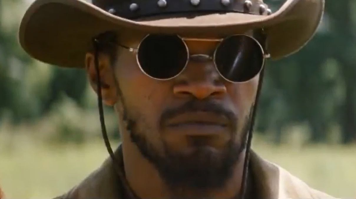 Django wears sunglasses in the 1850s.