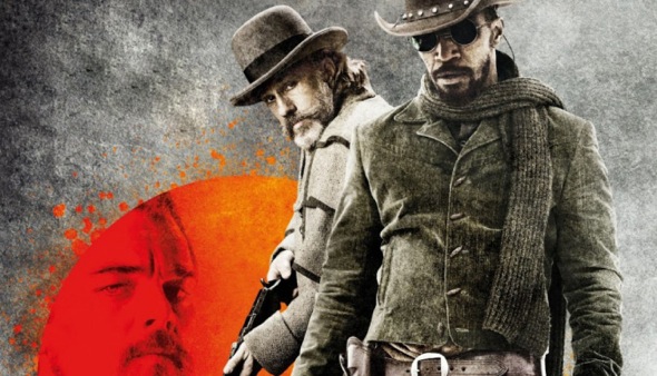 A stylized promotional poster of Django and Dr. King, with Django's eyes shielded by sunglasses.