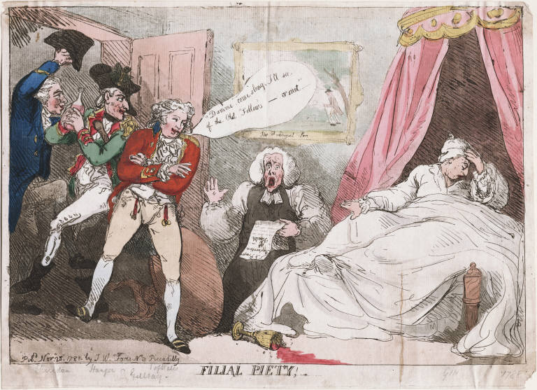 Rowlandson satirical print "Filial Piety"