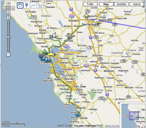 Google Maps: San Francisco Area with Icons