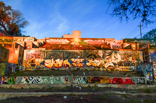 the remains of shepard fairey's contribution to the Baylor St. art project, late 2011