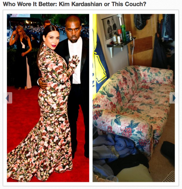 Kim Kardashian is compared to a floral couch.