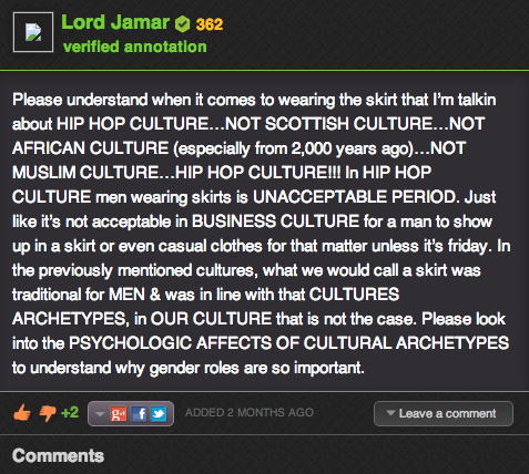 Lord Jamar's annotation on Rap Genius.