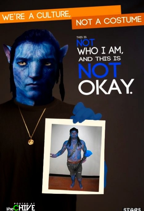 Not STARS: Avatar character holding an image of a person in an Avatar costume