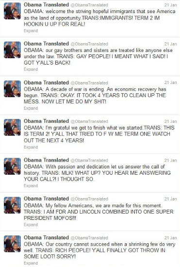Obama Translated Twitter feed screenshot
