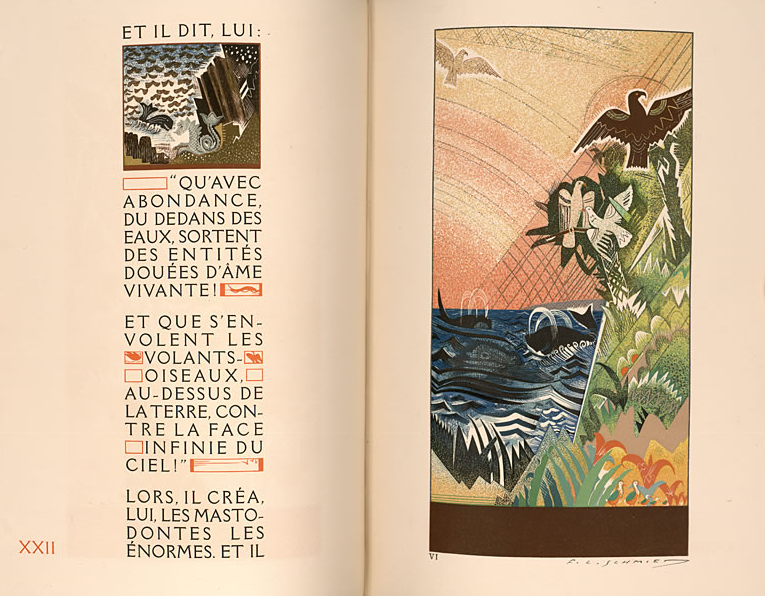 Schmied Creation Two-Page Spread: French on one Side, Animals on the Other
