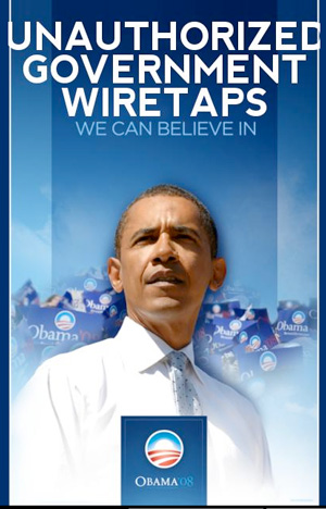 Poster criticizing Obama's wiretap vote