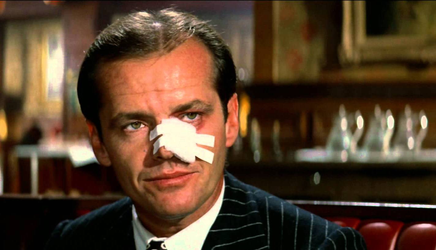 Jack Nicholson being roughed up in Chinatown