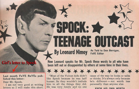 The cover to "Spock: Teenage Outcast," which features a black-and-white image of Spock and a lot of cartoon stars.