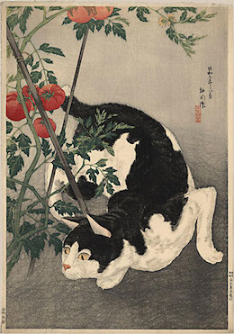 Japanese print of stalking cat