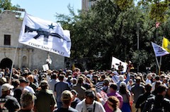 texas gun rights rally with come and take it flag