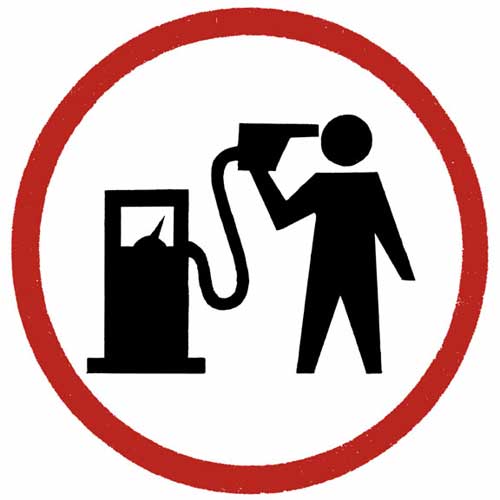 man aims gas pump at head