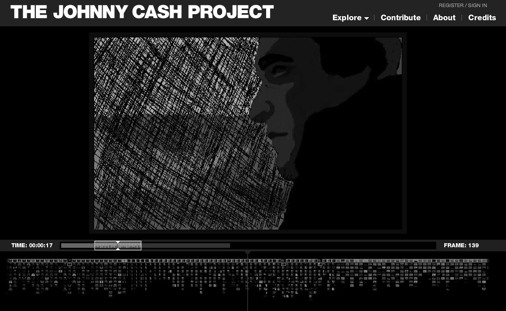 Screen shot of the Johnny Cash Project video opening