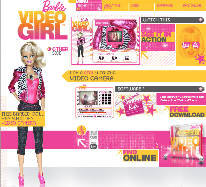 Video Barbie advertising from website