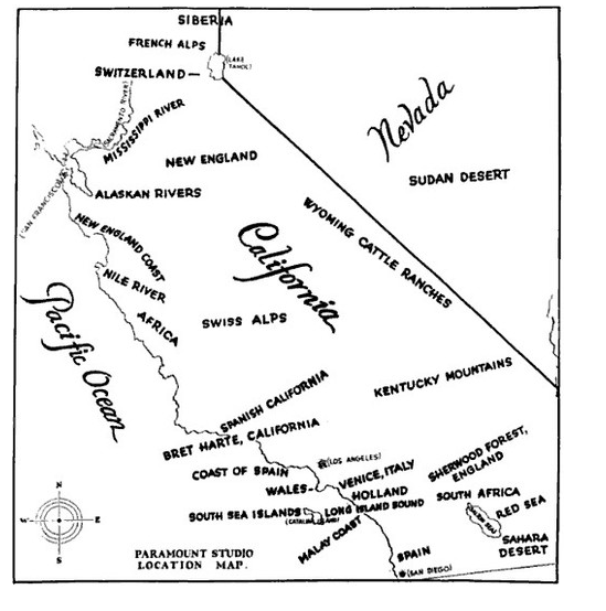 Paramount Map, 1938, Shooting Locations