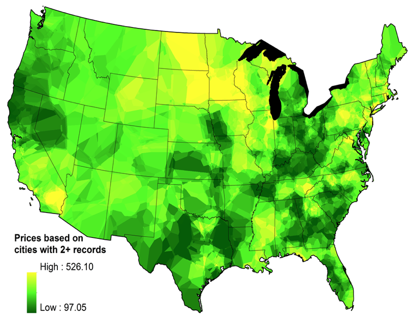Map, Price of Marijuana