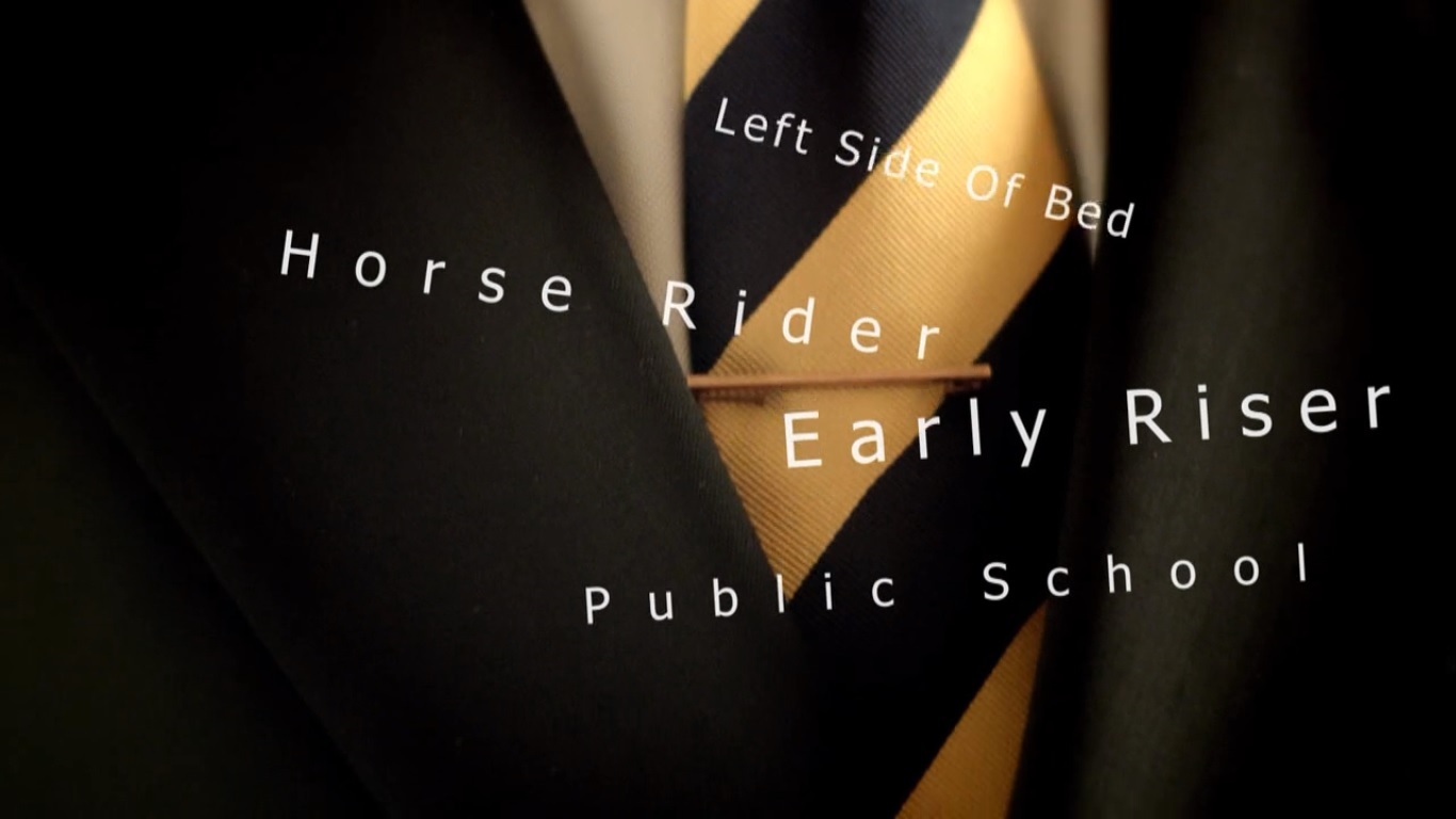 Text gives information Sherlock gleans from the type of suit a man wears: left side of bed, horse rider, public school