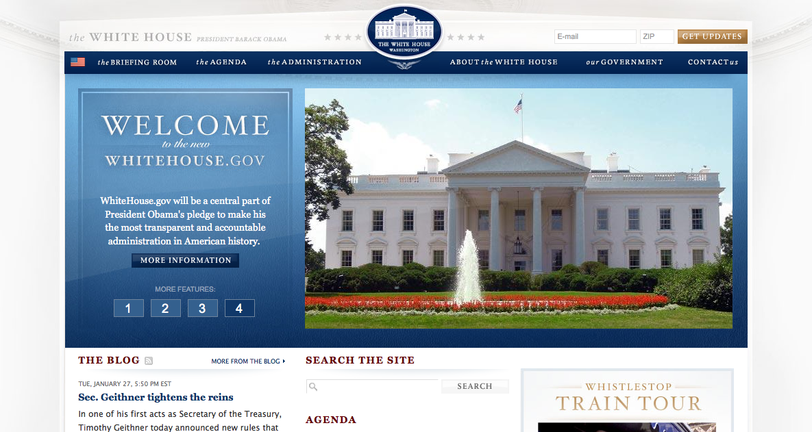 A screengrab of the new whitehouse.gov website