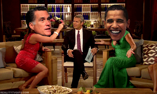 A GIF of Andy Cohen moderating the presidential debate