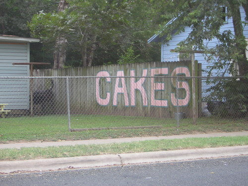 East Austin Fence: "Cakes" graffiti on wood fence