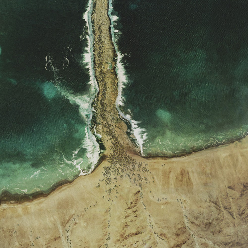 Israelites crossing red sea doctored Google earth image