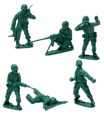 traditional group of plastic green army men