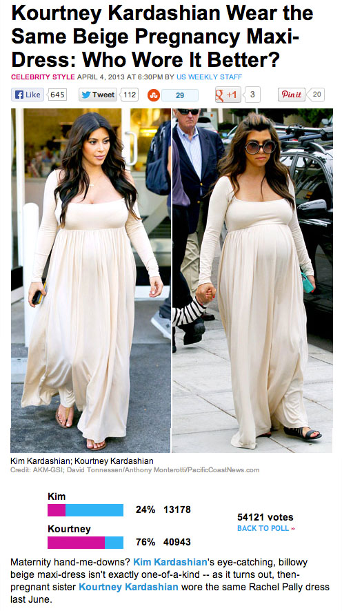 Kim and Kourtney face off in maternity wear.  Who wore it better?