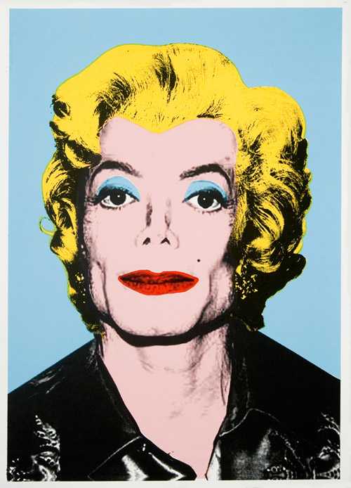 Pop art poster of Michael Jackson in the style of Warhol's Marilyn Monroe screen prints