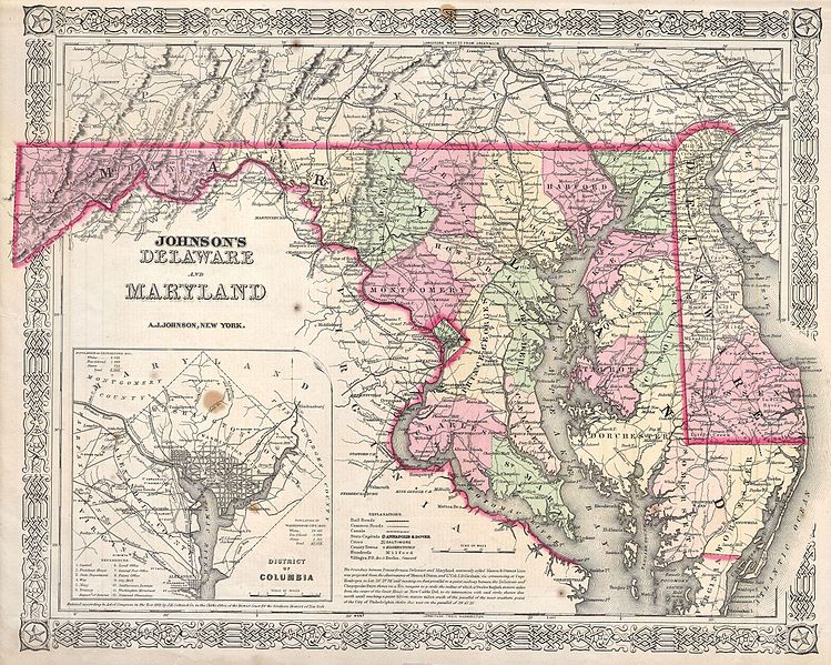 1830's map of the Mason Dixon line