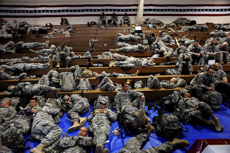 Soldiers waiting to be deployed