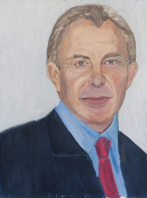 Portrait of Tony Blair, as painted by George W. Bush