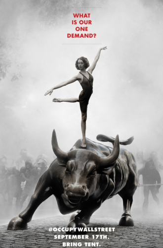 Woman dancing atop the wall street bull