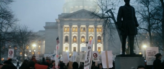 Image of union protests in Wisconsin