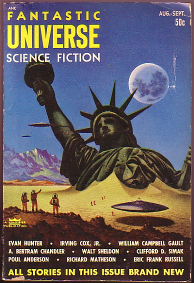 Fantastic Universe, August-September 1953 cover Statue of Liberty in sand